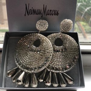 Neiman Marcus Silver Beaded Earrings: WORN ONCE.